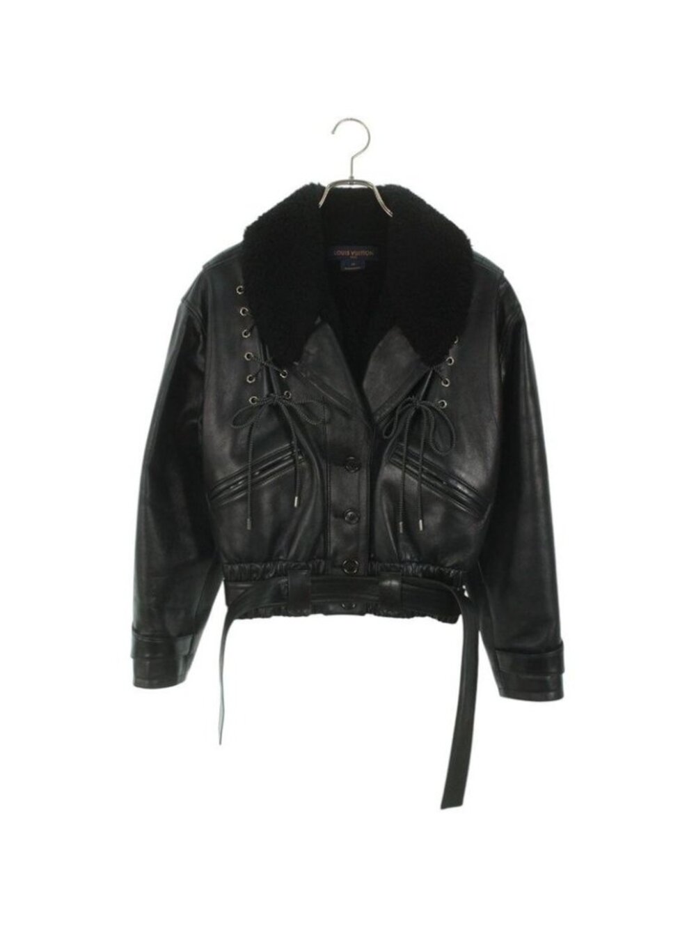 Louis Vuitton 20 AW Fjlj 85 yri Belted Shearling Liner Leather Jacket Women 34